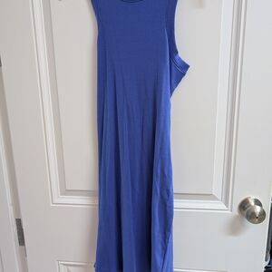 Sleeveless Blue Ribbed Dress